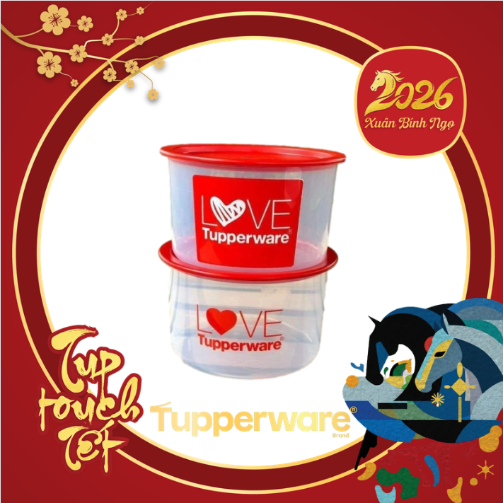 Tupmalay Hộp Mát Tròn Chữ Love Love one touch 950ml (01 Hộp)
