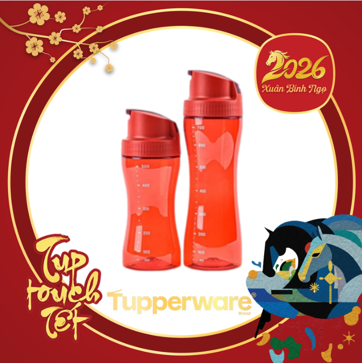 Tuptrung Bình Rót Dầu, Nước Mắm... Full Màu Đỏ 570ml