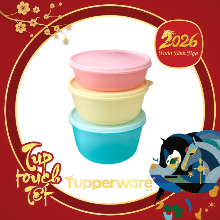 Tuptrung Set 3 Hộp Tròn Bowl Classic Wonderlier Mixing Bowl (1L + 1.5L + 2L)