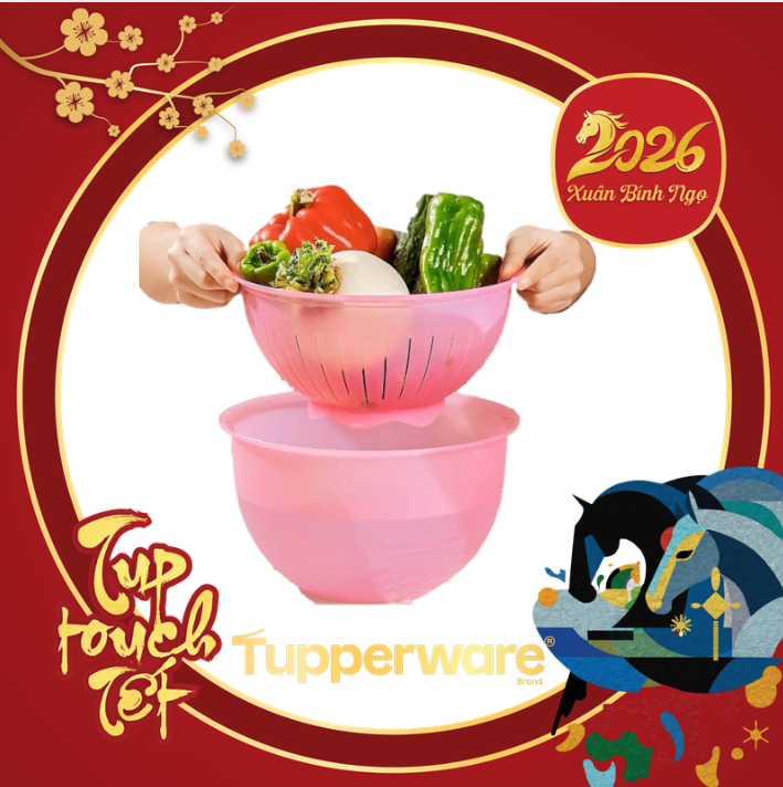 Tuptrung - Set Rổ tô 2 trong 1 4L - màu hồng