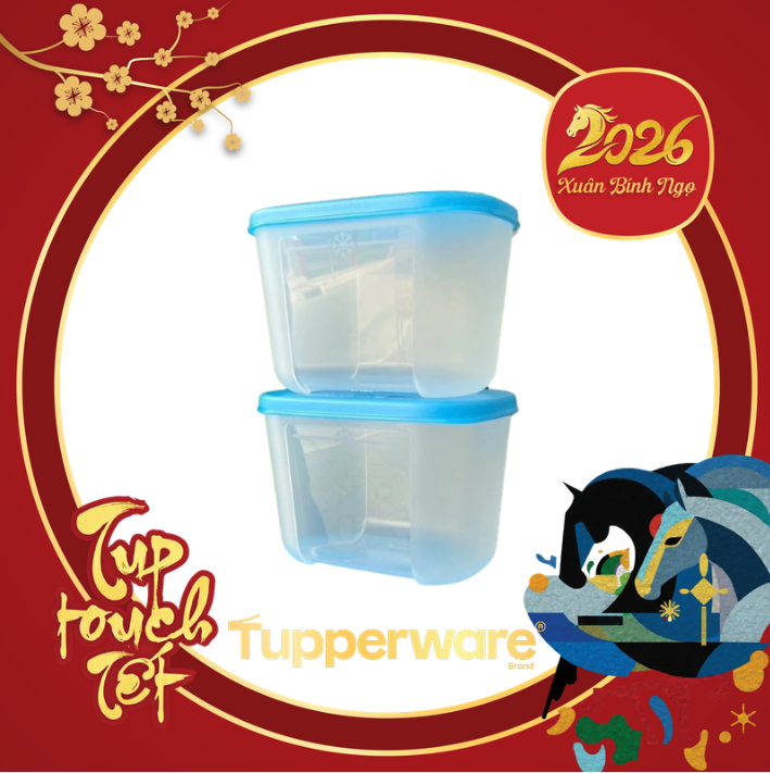 Tuptrung - Hộp đông 300ml - thân trong nắp xanh basic