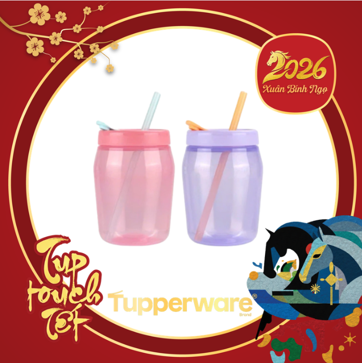 Hộp Jar 550ml có ống hút -màu mới
