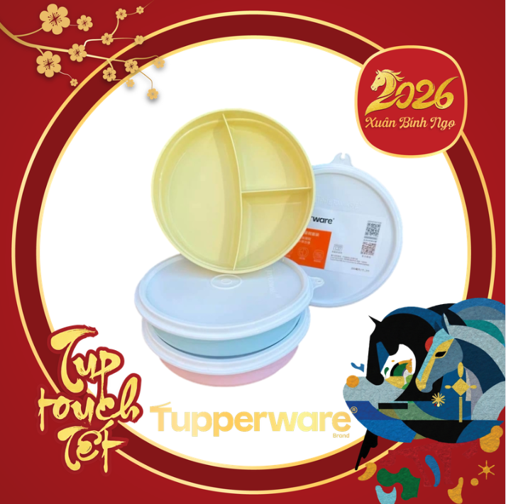 Tuptrung  - Hộp cơm chia 3 ngăn tròn 350ml