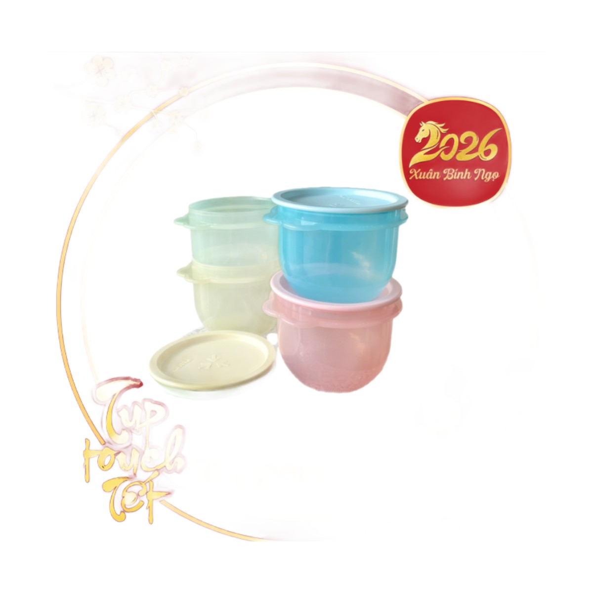 Bộ 4 Hộp Tròn Trữ Mát Tupperware Sunbowl 750ml