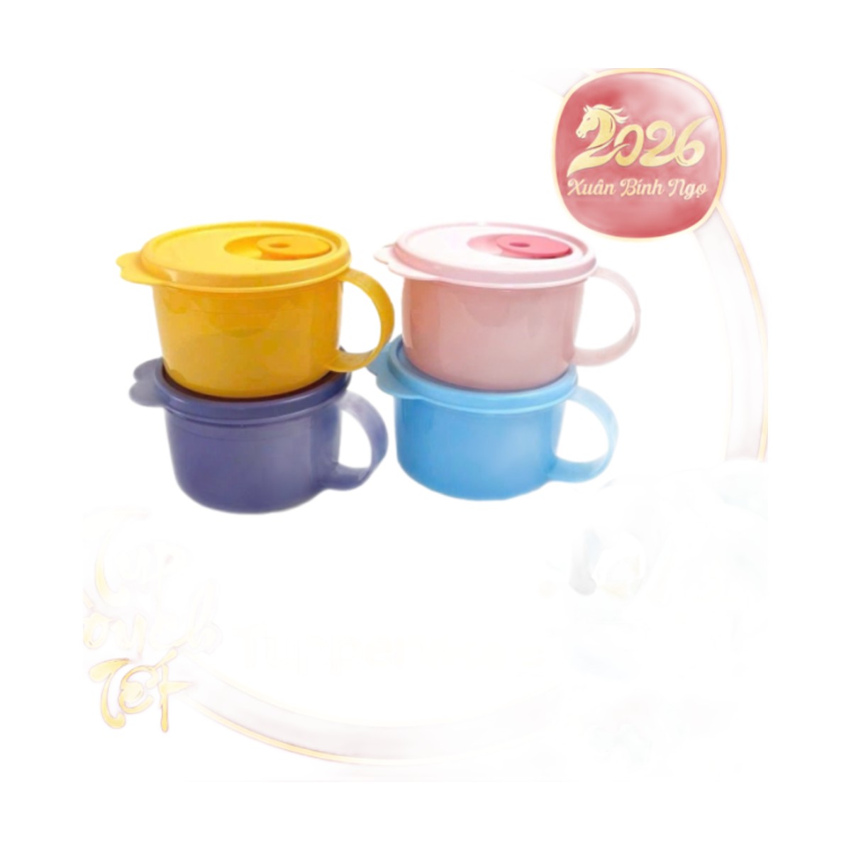 Cốc Dùng Lò Vi Sóng Tupperware Crystalwave Mug 460ml Có Nút Thở