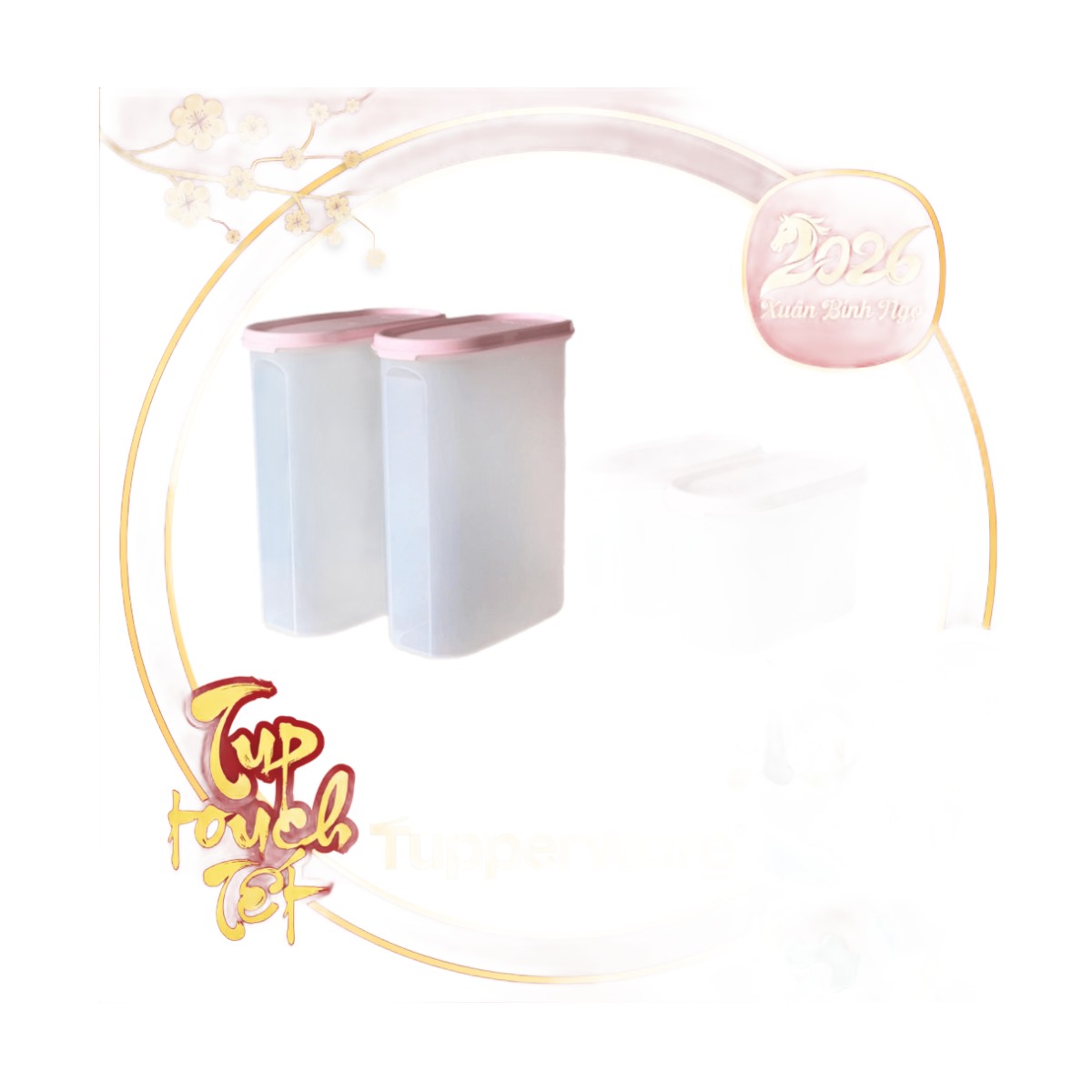 Hộp Trữ Khô Tupperware Modular Mates Oval - Nắp Hồng