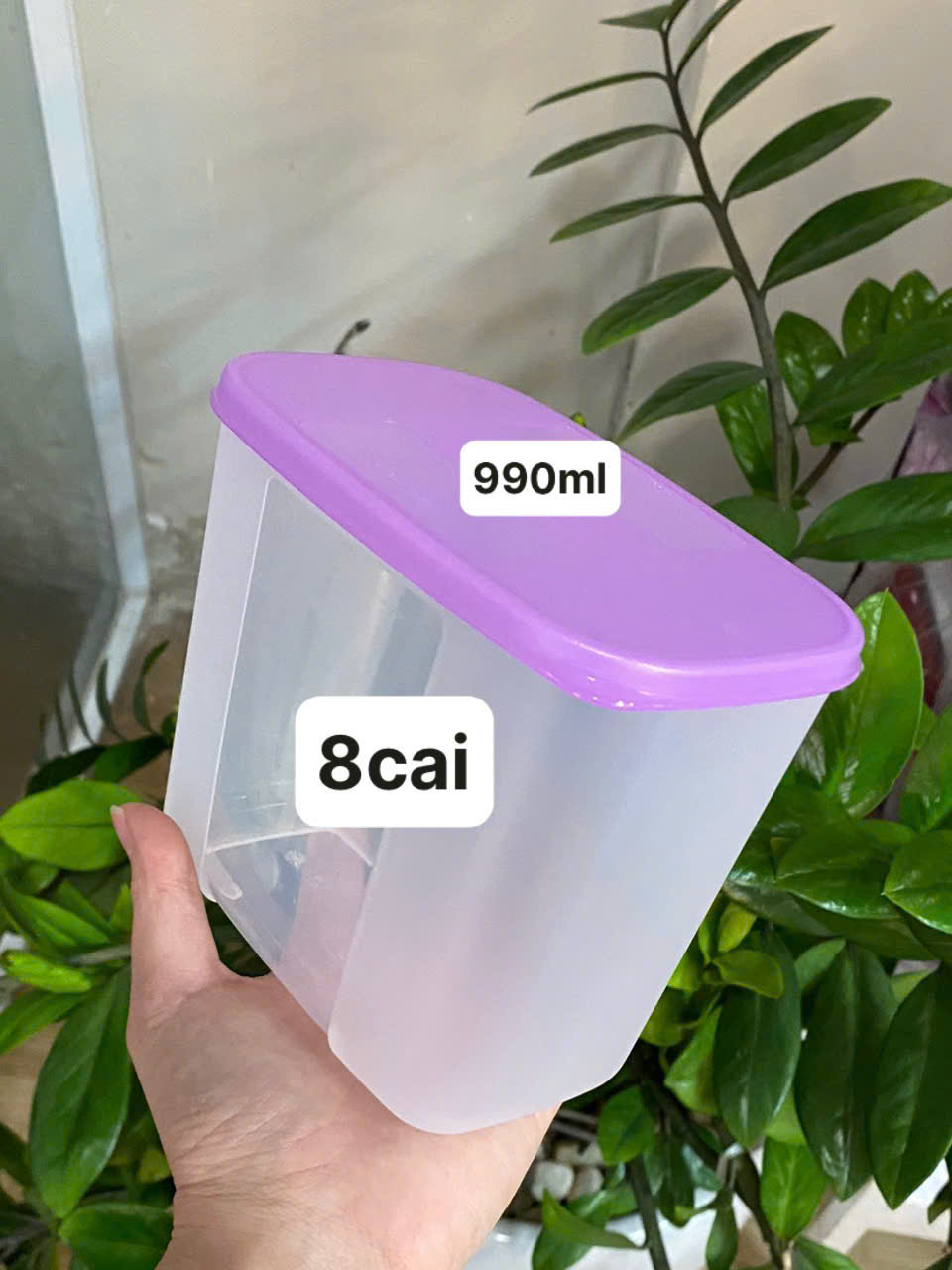 Tupmalay - Hộp Đông Tupperware Cao Nắp Tím Freezmate slim 990ml (01 Hộp)