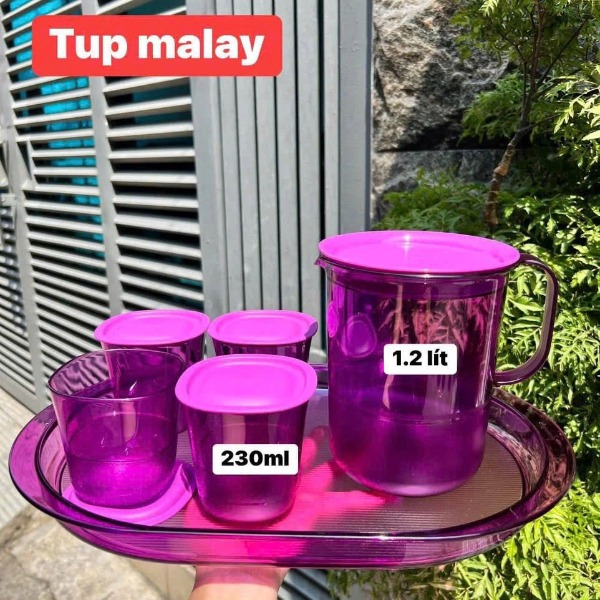 Tupmalay Set Khay Bình Nước Và 4 Cốc Màu Tím (01 Set)