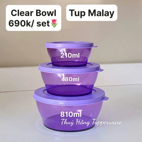 Hộp Tròn Tupperware Clear Bowl Purple - Tupperware Malaysia Chính Hãng