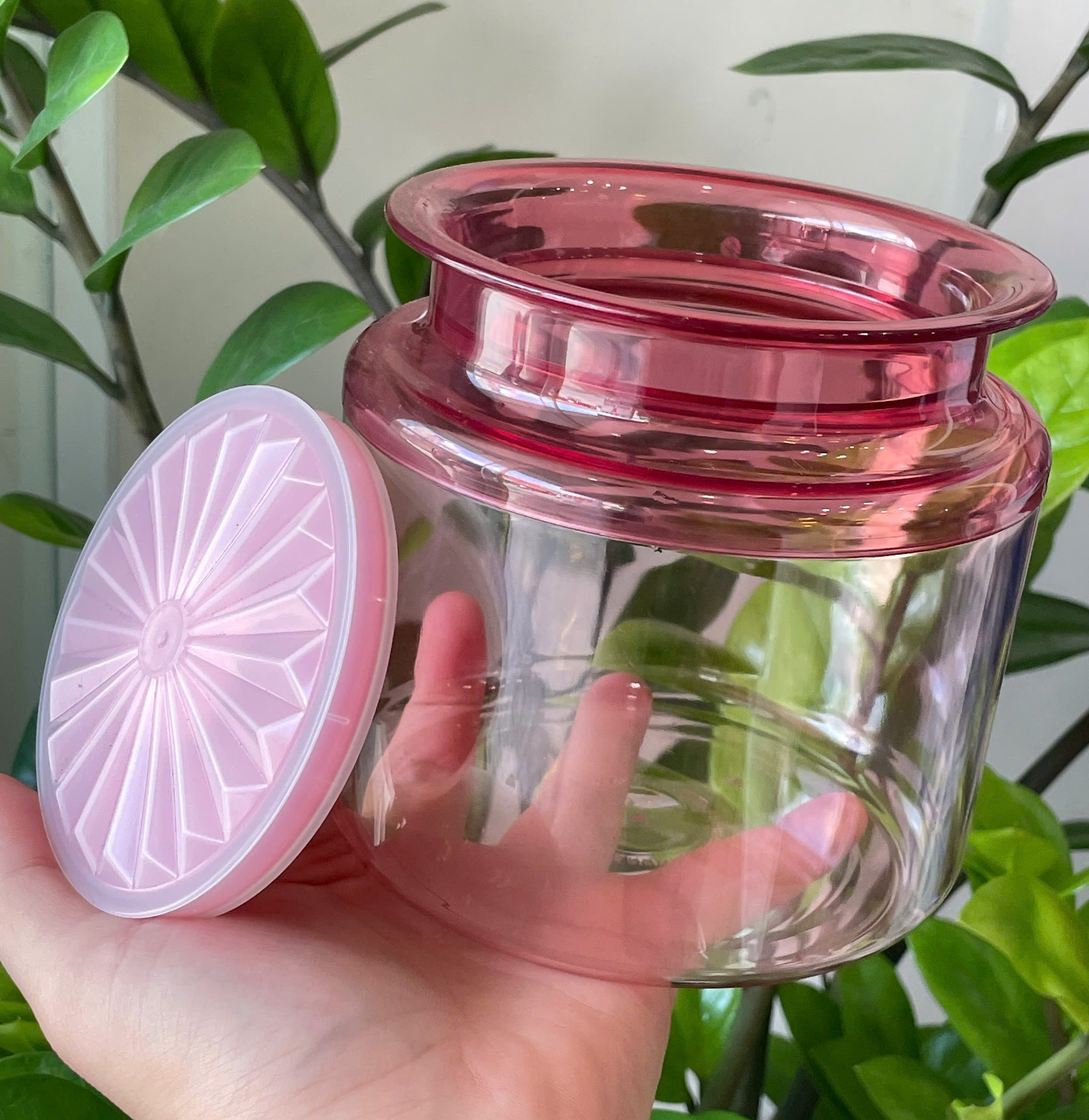 Tuptrung Hũ Đựng Snack Nhựa Clear Trong Màu Đỏ 900ml