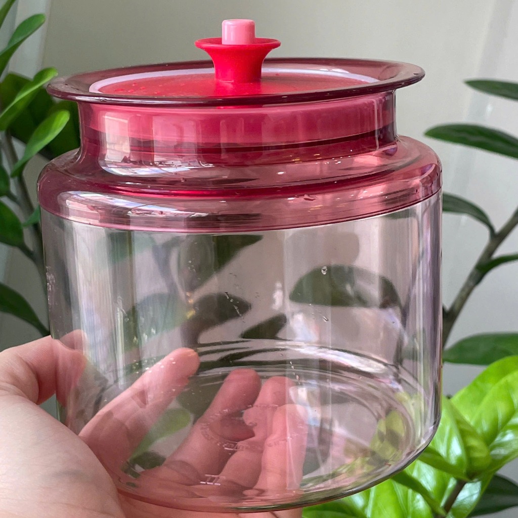 Tuptrung Hũ Đựng Snack Nhựa Clear Trong Màu Đỏ 900ml