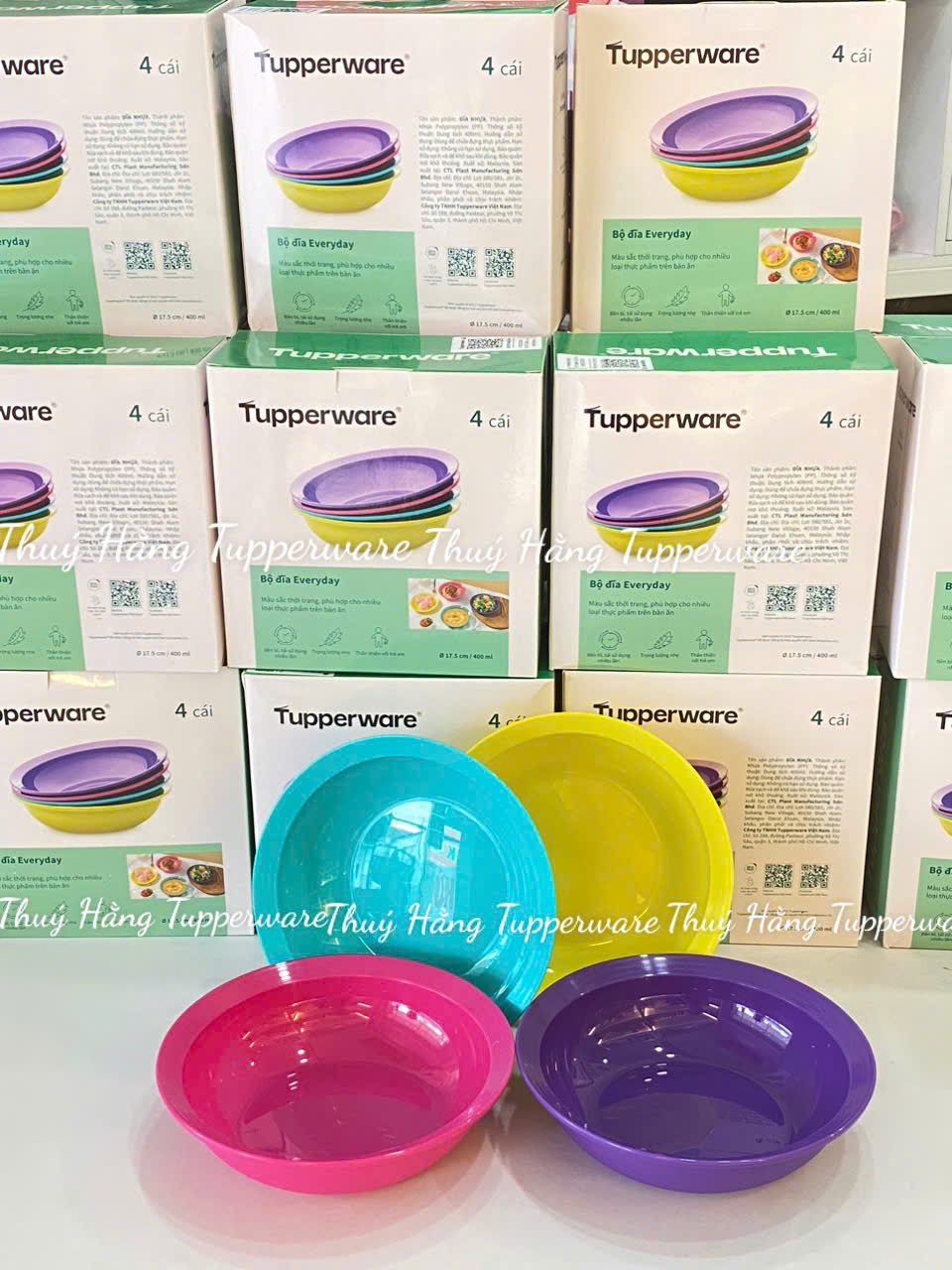 Set 4 đĩa Sâu Lòng Everyday Plate Set 4 Tupperware 4 Màu 17.5cm