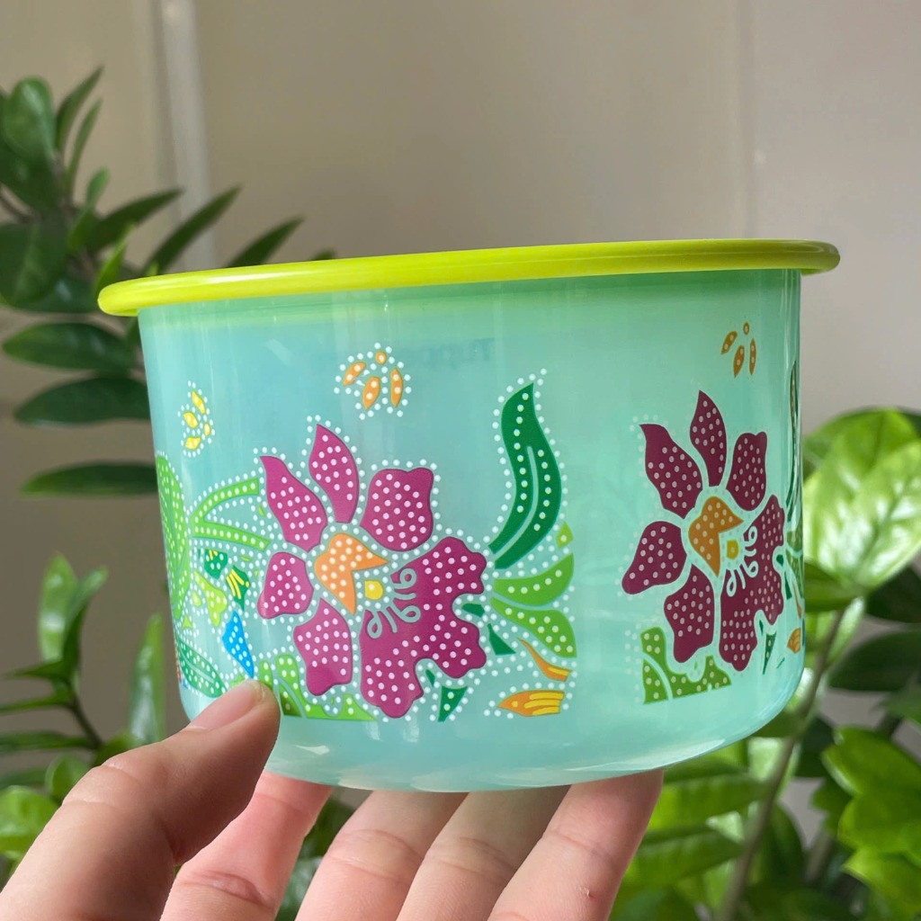 Tupmalay - Hộp Mát Tròn Tupperware One Touch OT Batik Hoa Xanh (01 Hộp)
