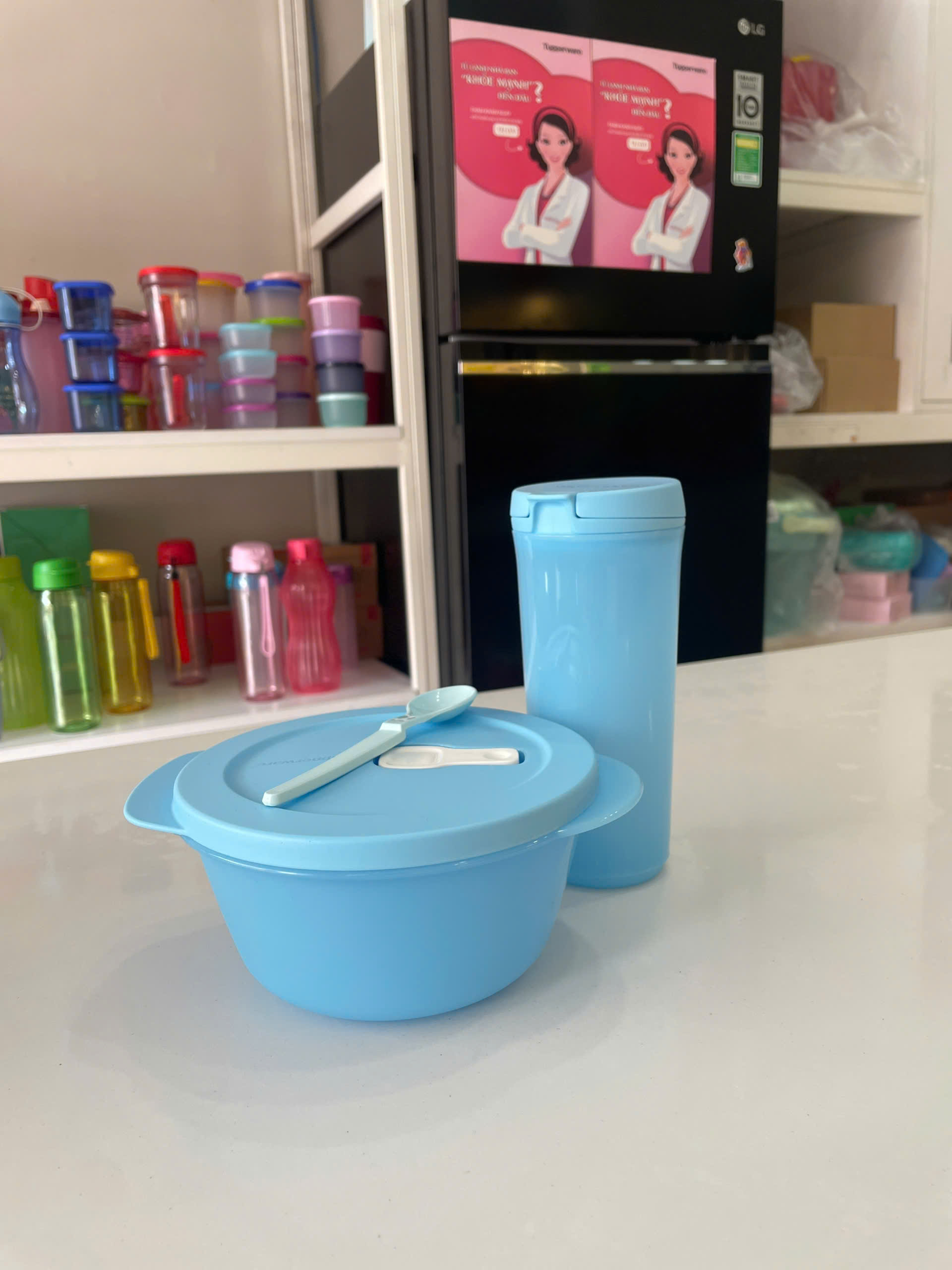 Tuptrung - Set tô LVS 800ml + Bình nước 470ml tặng muỗng