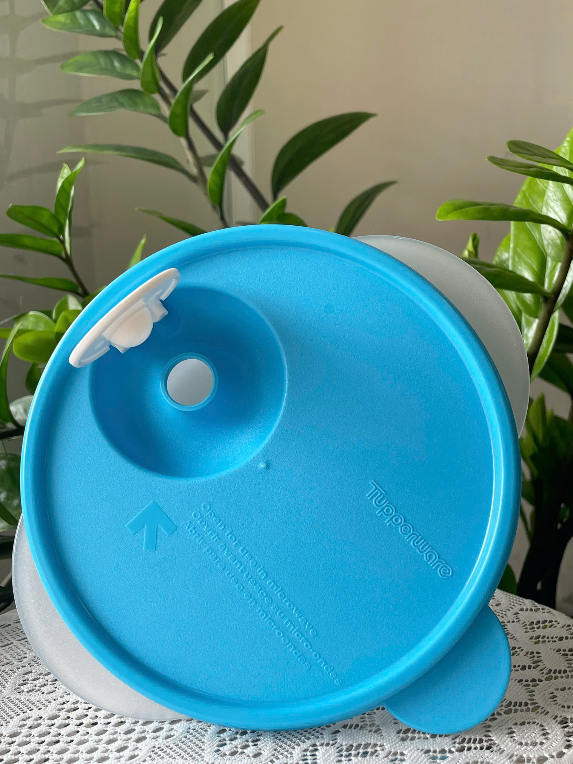 Hộp mát Tupperware 800ml quay lvs - thân trong nắp xanh