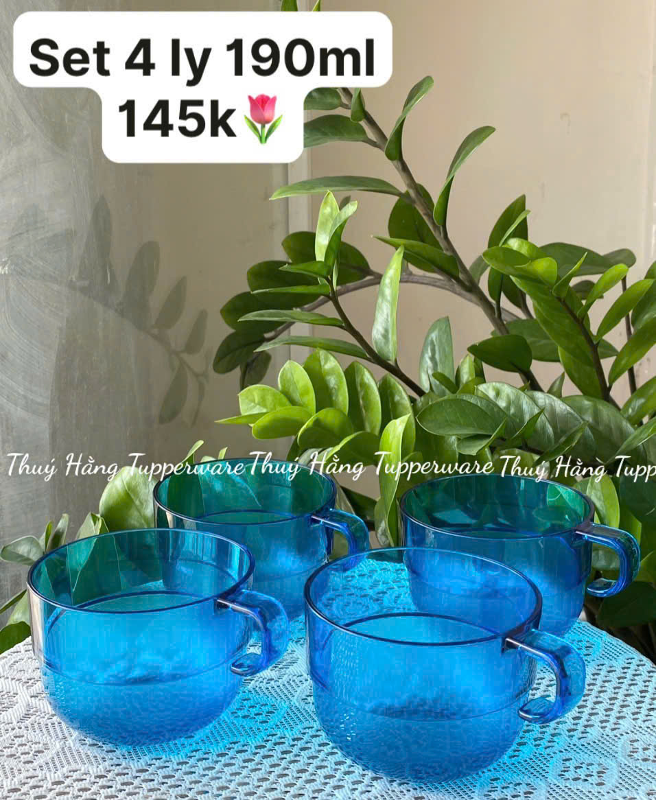 Set 4 Ly 190ml Tupperware - Xanh dương đậm