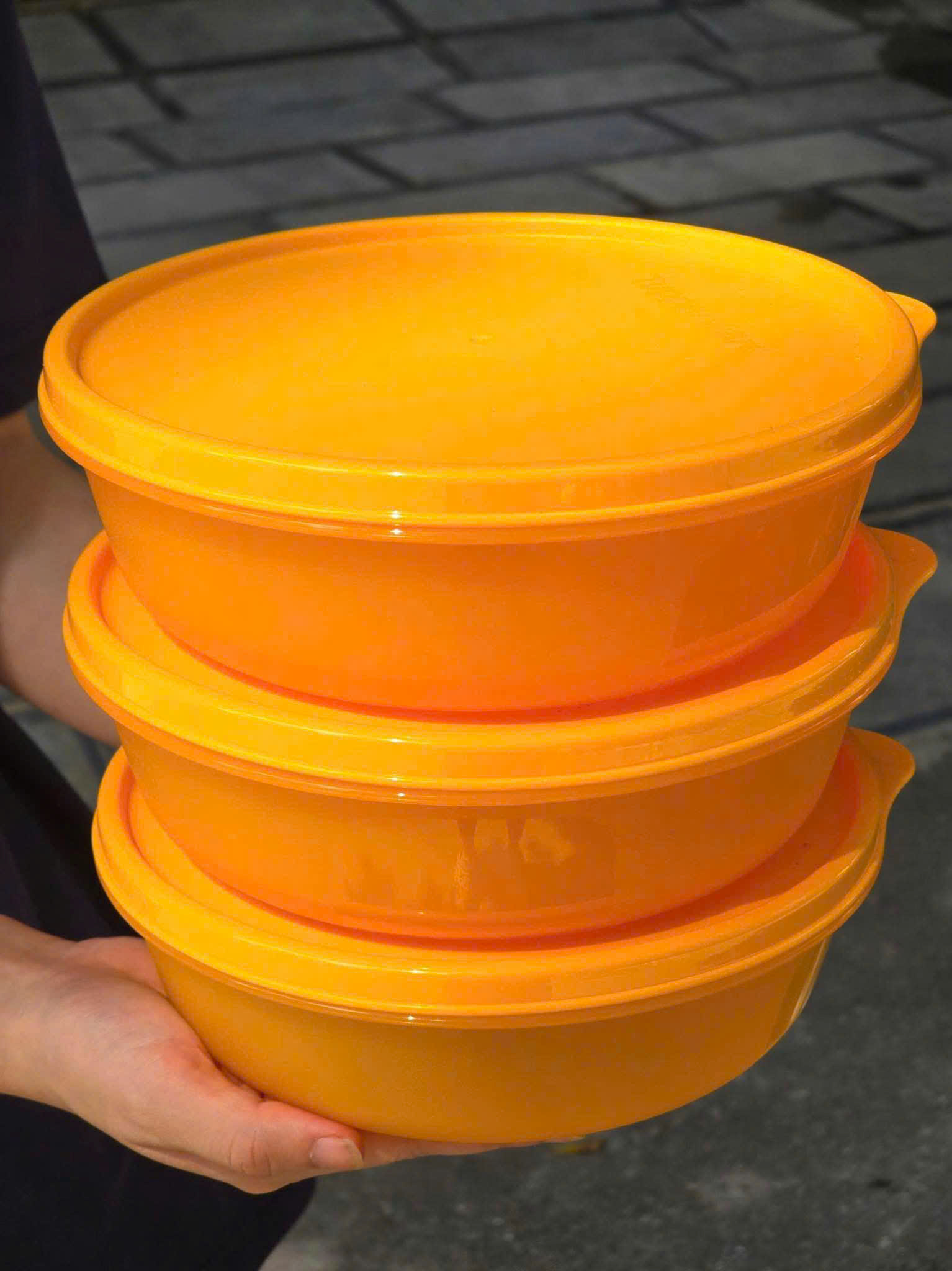 Tuptrung - Hộp Bowl tròn tươi mát Tupperware gồm hộp 1L + 1.5L + 2L
