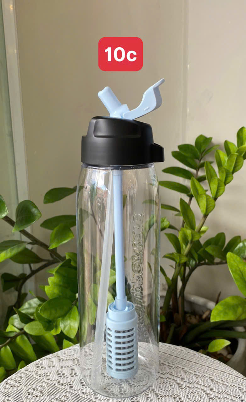 Tupmalay - Bình nước Lohas 750ml ống hút có lọc trực tiếp Tupperware Pure And Go Filter Straw Water Bottle Brand New 750ml Drink Blue