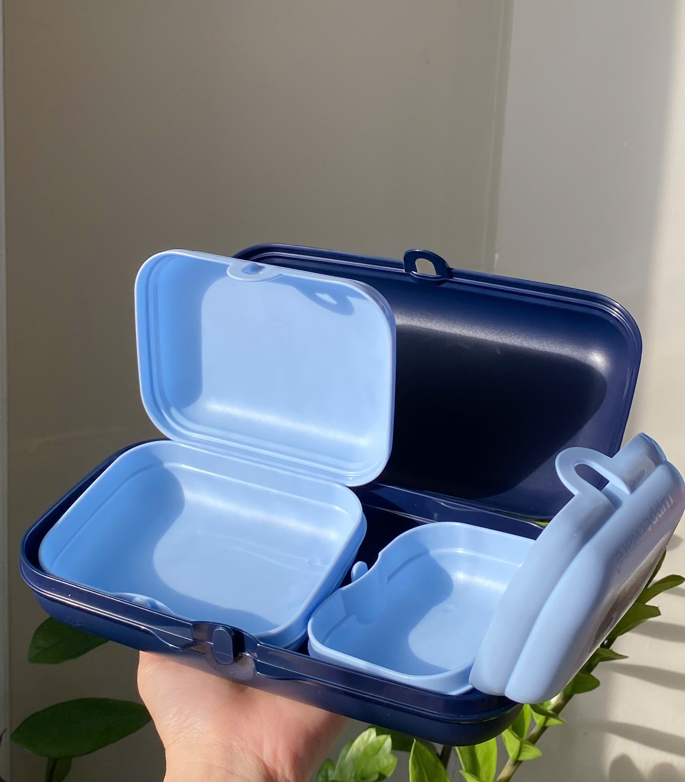 Tupmalay - Bộ 3 Hộp Đựng Humberger, Snack Màu Xanh - Oyester Set - Tupperware