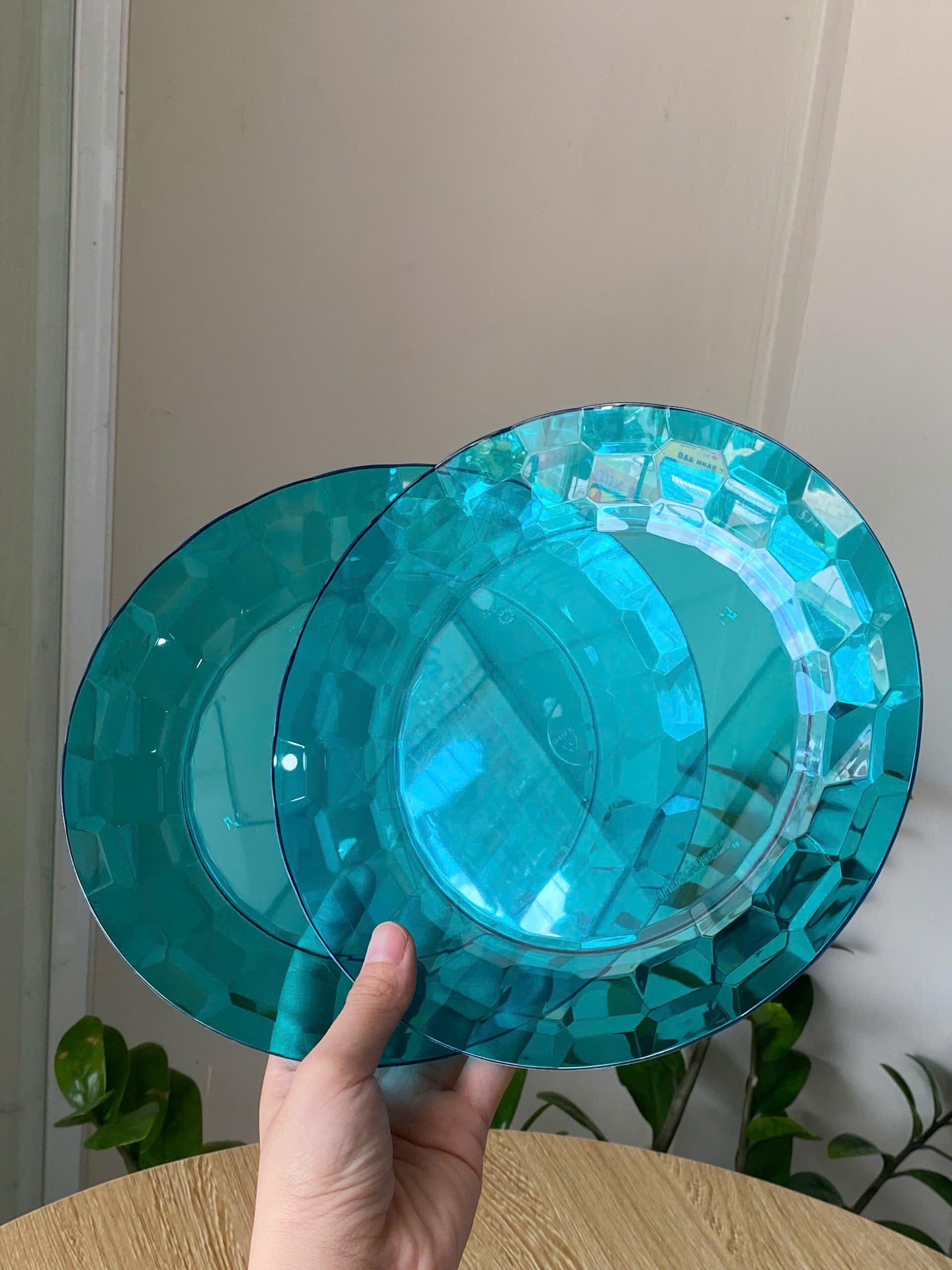 Tupmalay - Đĩa Nhựa 21cm Trong Xanh Min Tupperware Prism Plates