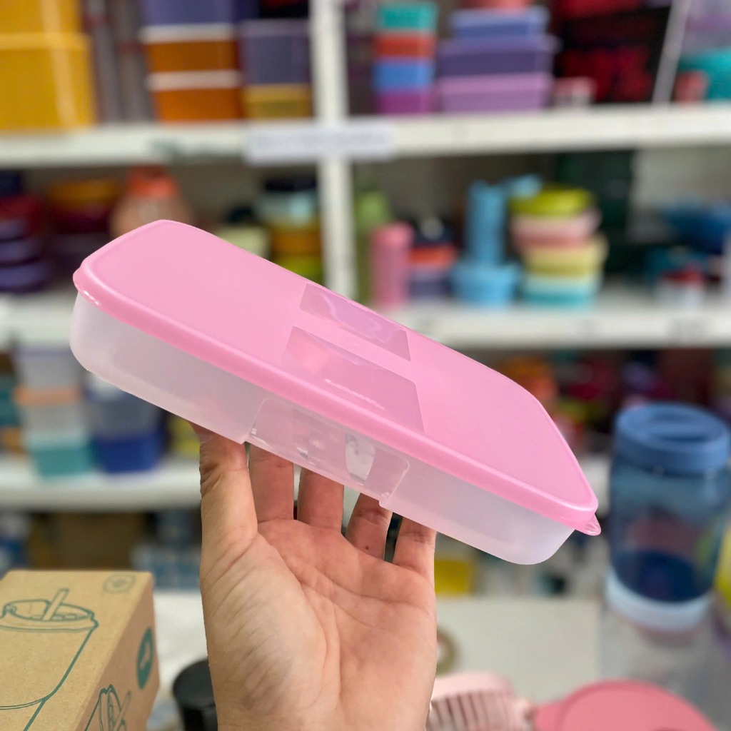 Hộp Tupperware Trữ Đông 650ml Dẹt - Nắp Hồng