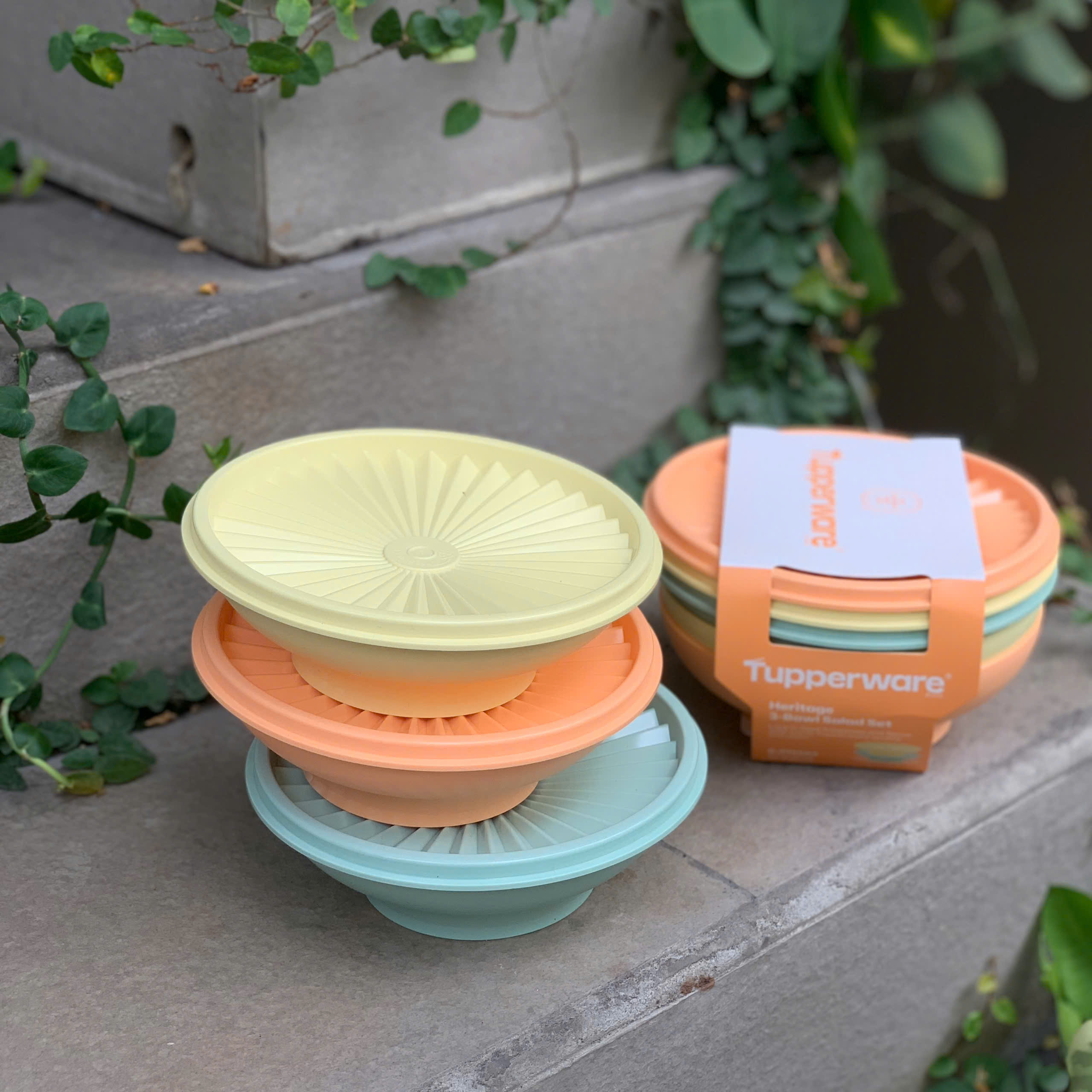 Trọn Bộ 3 Hộp Đựng Thực Phẩm Tupperware Trữ Khô Và Mát Heritage Bowl 400ml - New Tupperware