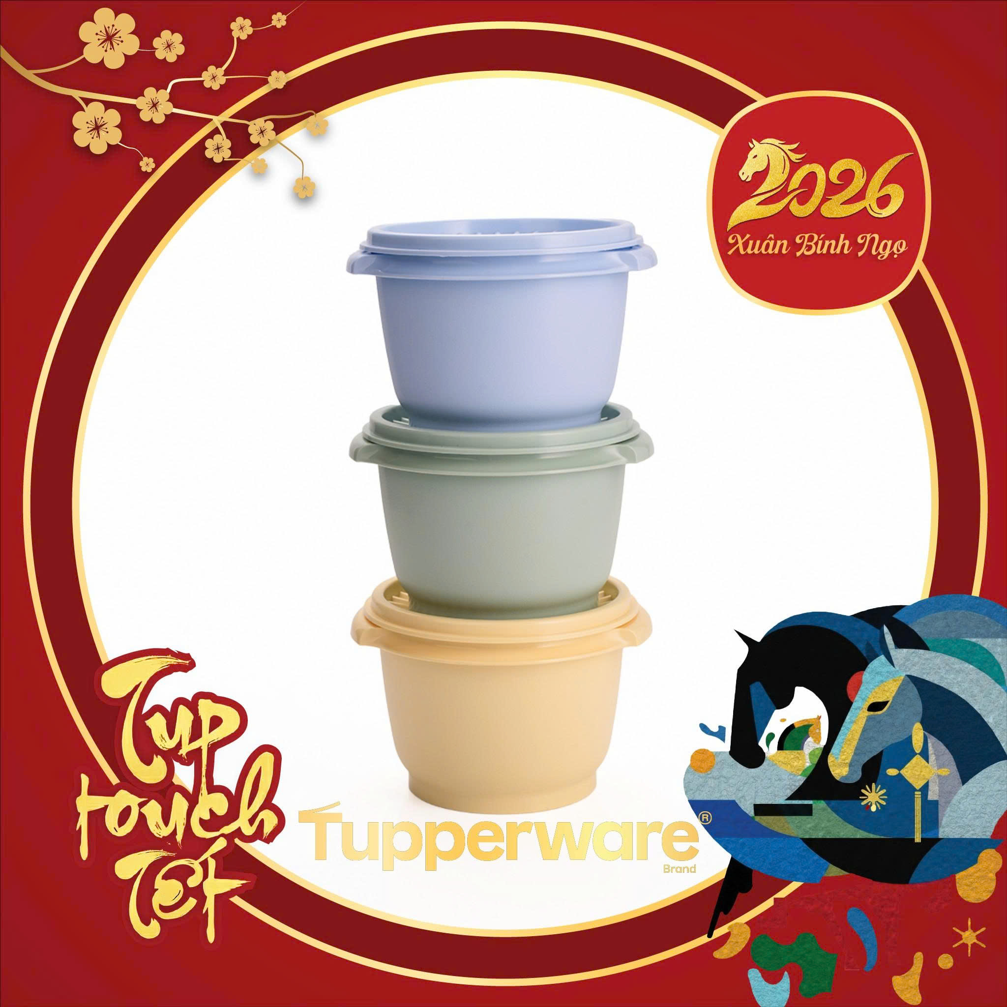 3 Hộp Đựng Thực Phẩm Tupperware Trữ Khô Và Mát Heritage Small 600ml - New Tupperware