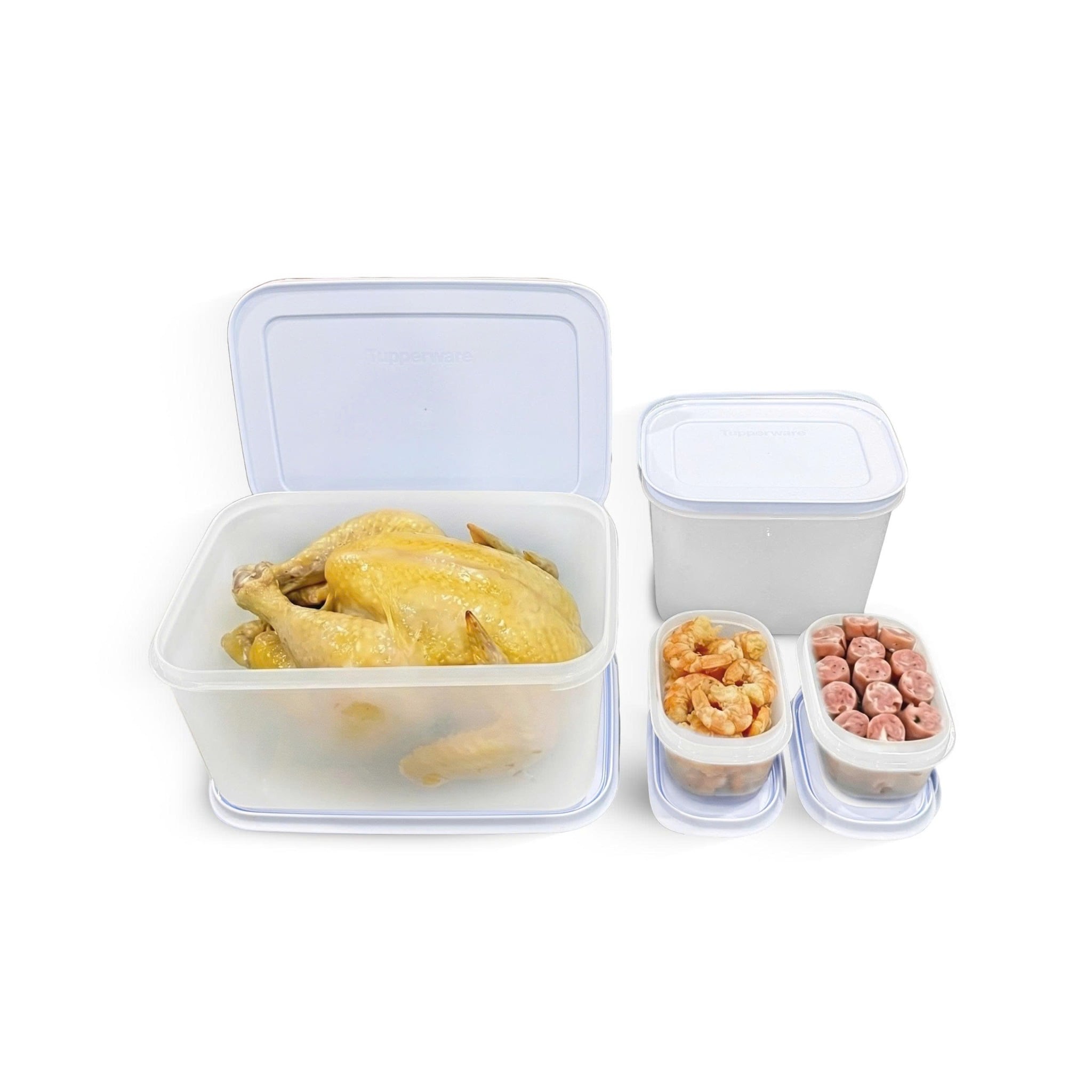 Bộ 5 Hộp Tupperware Trữ Đông Gen II  (2 hộp 170ml+1 hộp 1.1L+1 hộp 1L và 1 hộp 2.5L ) - New Tupperware