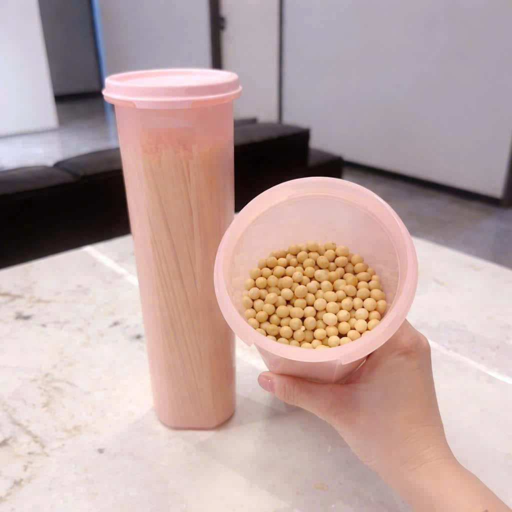 Hộp  Tupperware Trữ Khô Nắp Hồng Modular Mates Oval - Tupperware Trung Chất Lượng