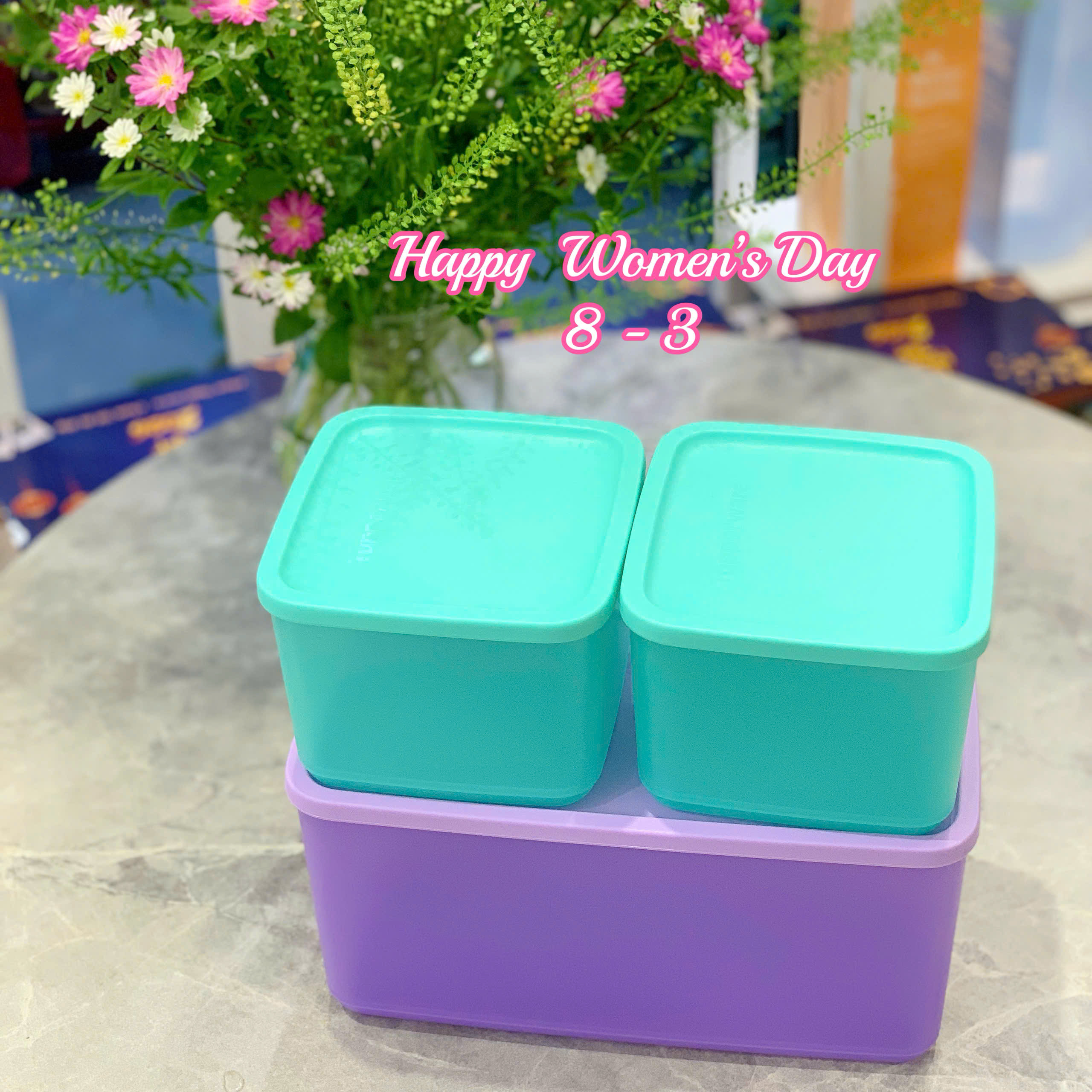Bộ 3 Hộp Tupperware Trữ Mát Cubix Starter  3.1L & 1L - New Tupperware