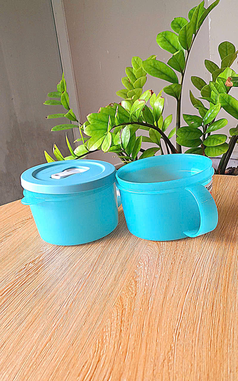 Hộp Đựng LVS Tupperware Crystal Wave Mug 460ml - Có Nút Thở Dạng Cốc, Có Quai - Tupperware Trung Chính Hãng