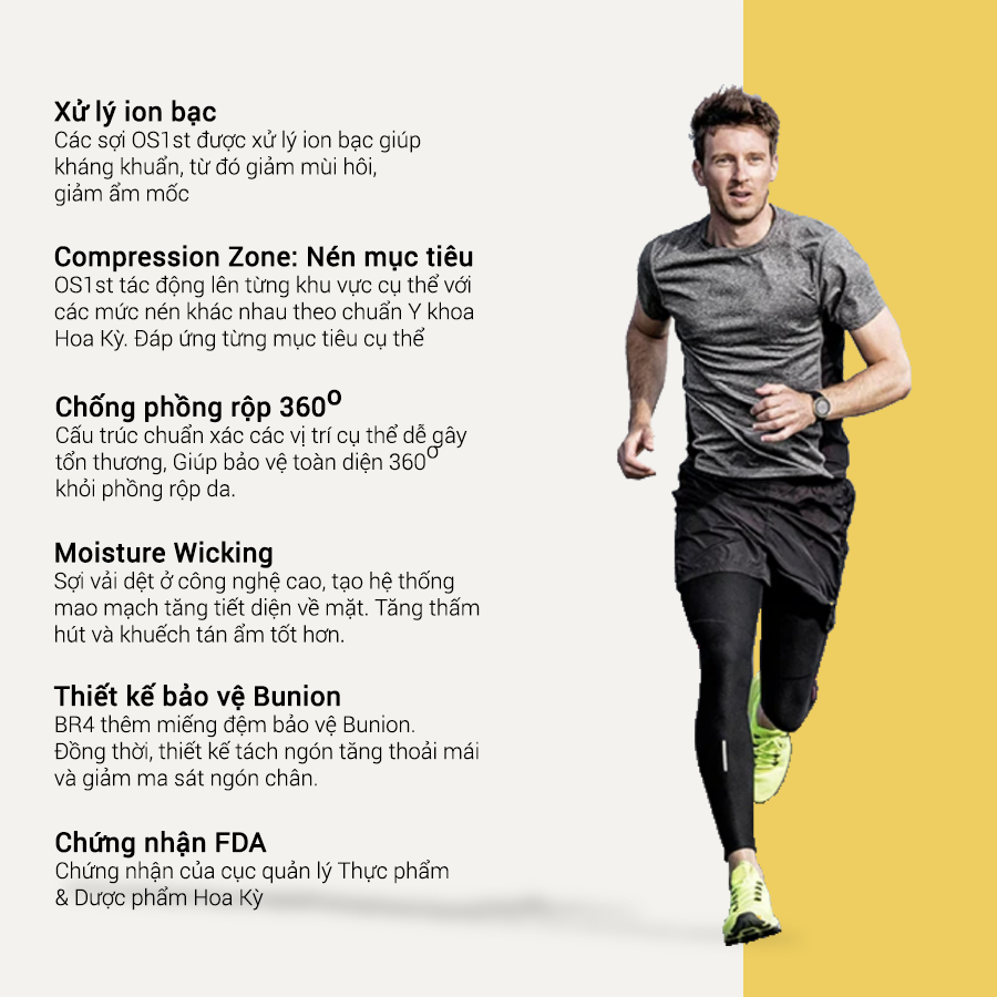 OS1st | Vớ Nén Bổ Trợ Khớp Ngón Cái Bunion BR4 - Grey