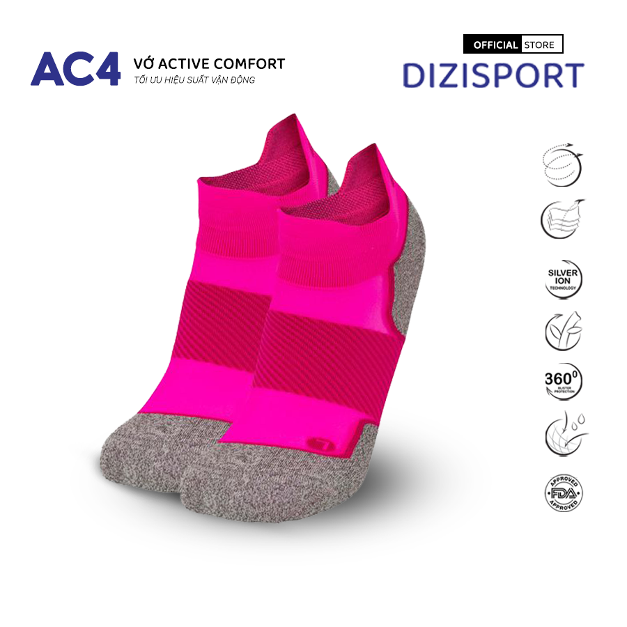 OS1st | Vớ Nén Chạy Bộ Active Comfort AC4 No Show - Pink Fusion