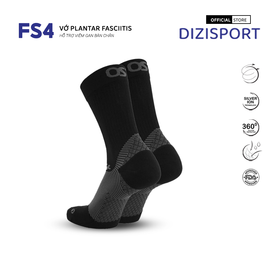 OS1st | Vớ Nén Bổ Trợ Plantar Fasciitis FS4 Crew - Black