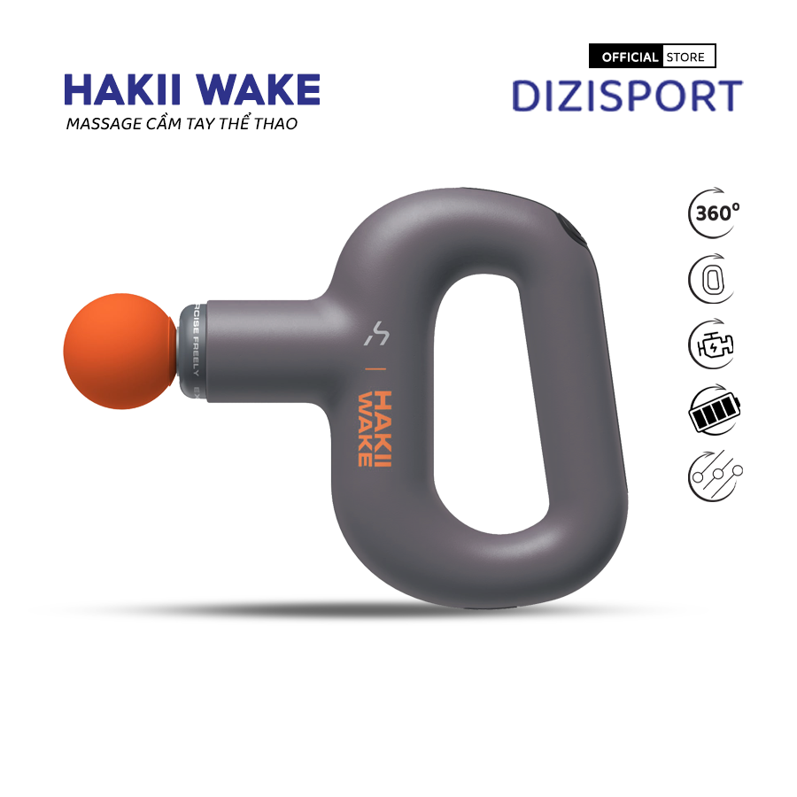 Máy Massage Thể Thao Cầm Tay Hakii Wake, 3 Cấp Độ, 3 Đầu Massage, Thiết Kế 360 - Chính Hãng BH 12 Tháng Dizisport