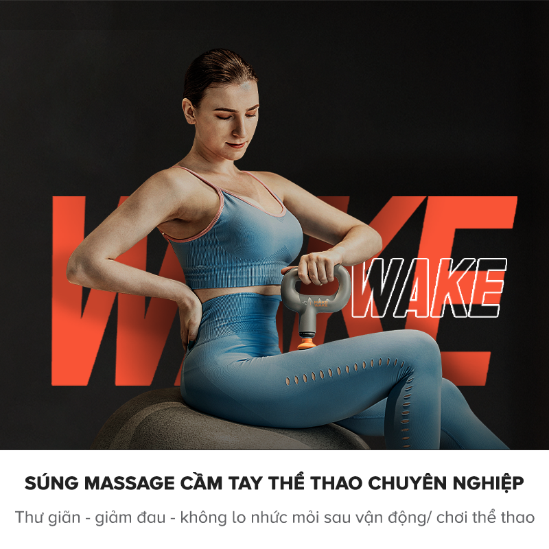 Máy Massage Thể Thao Cầm Tay Hakii Wake, 3 Cấp Độ, 3 Đầu Massage, Thiết Kế 360 - Chính Hãng BH 12 Tháng Dizisport