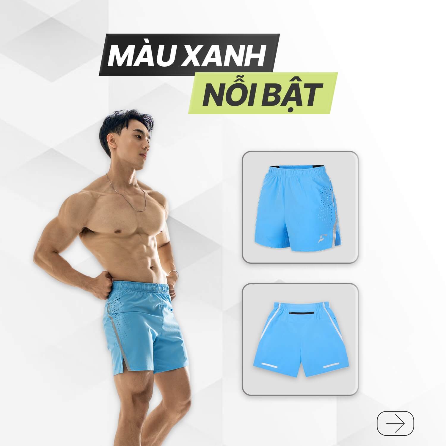 Quần tập GYM Nam Short 2 lớp