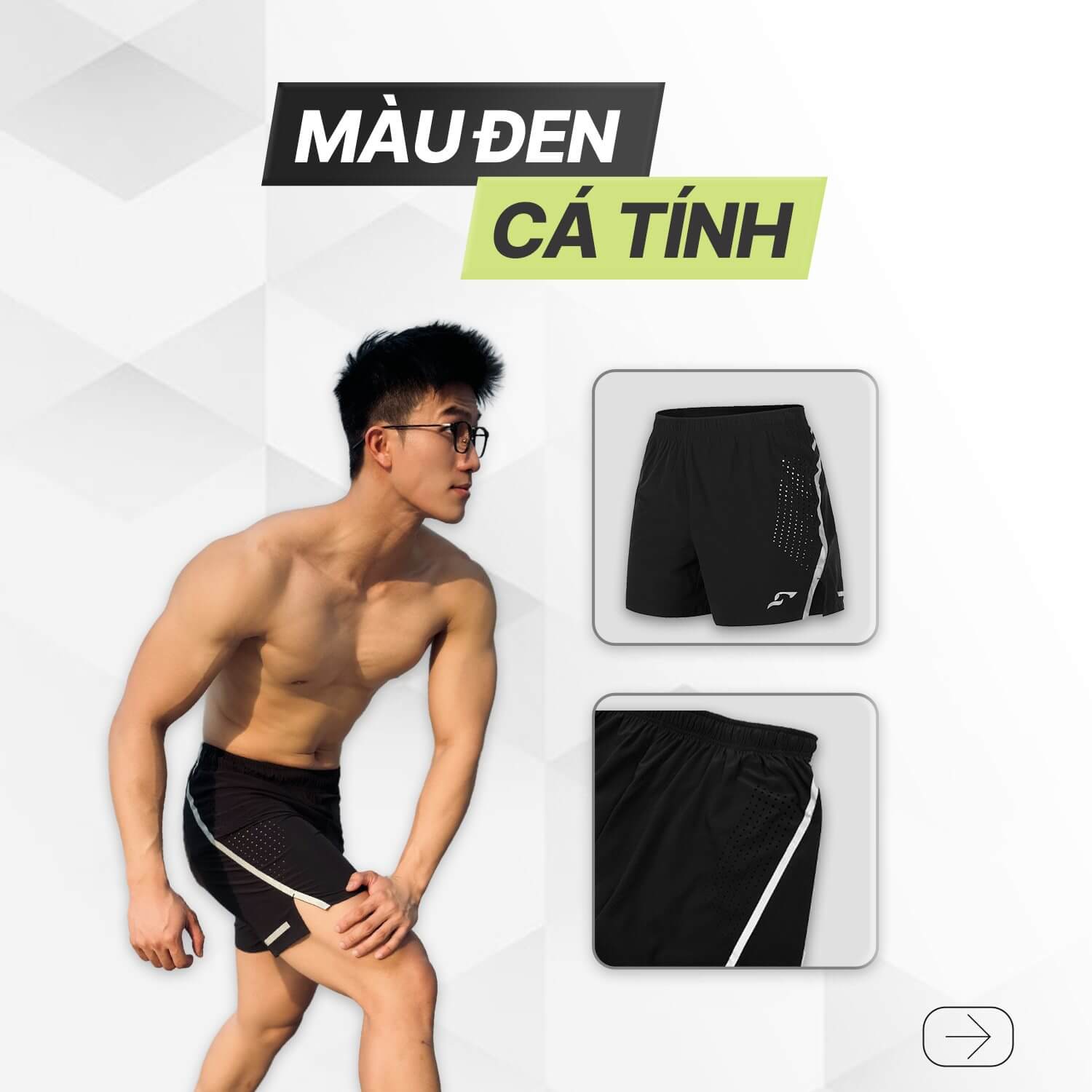 Quần tập GYM Nam Short 2 lớp màu đen