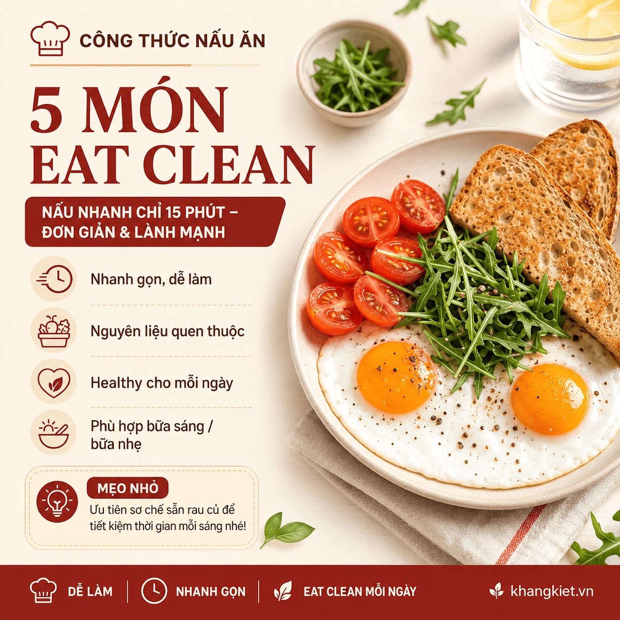 5 món Eat Clean nấu nhanh chỉ 15 phút – Đơn giản & lành mạnh