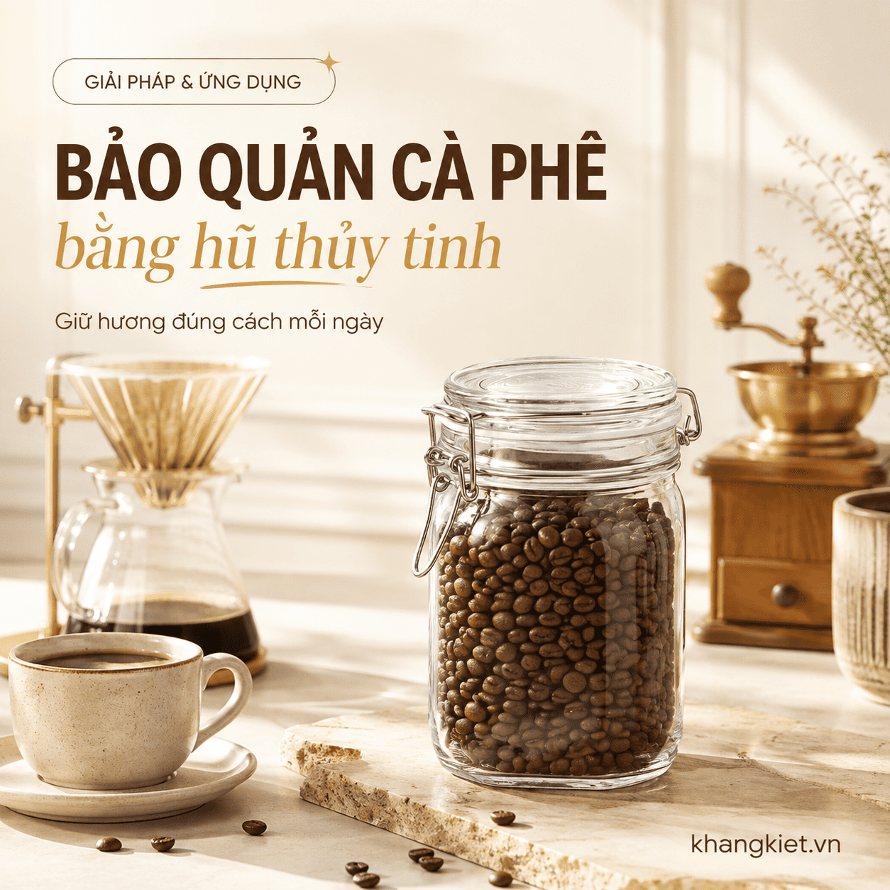 Bảo quản cà phê bằng hũ thủy tinh: Giữ hương đúng cách mỗi ngày