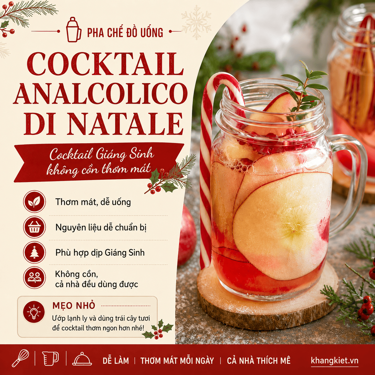 Cocktail analcolico di Natale – Cocktail Giáng Sinh không cồn thơm mát & tinh tế