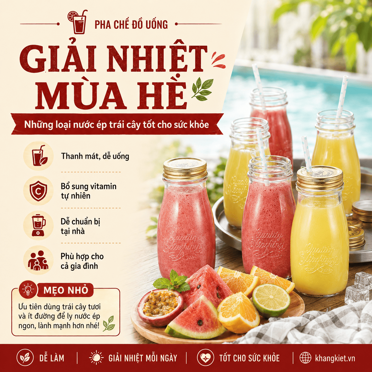 Giải nhiệt mùa hè: Những loại nước ép trái cây tốt cho sức khỏe
