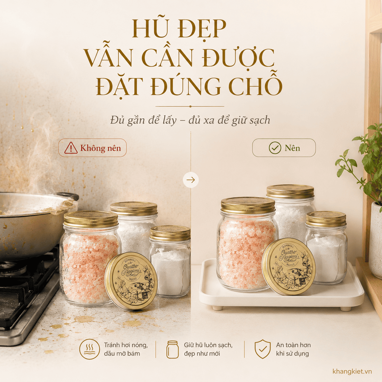 Hũ thủy tinh phù hợp với việc đựng nhiều loại thực phẩm khô vì dễ vệ sinh