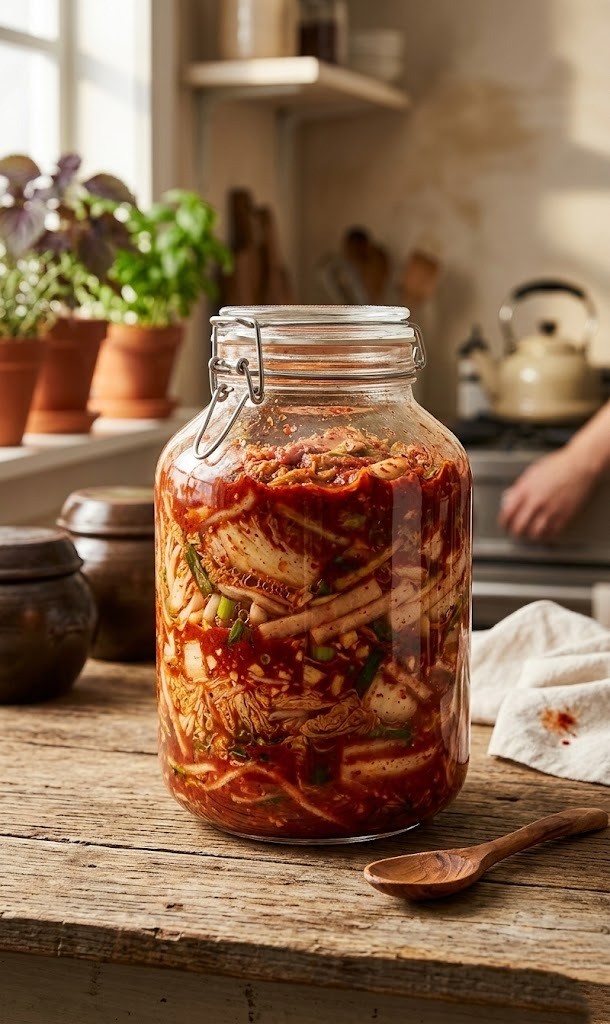 Hũ thủy tinh muối kim chi len men