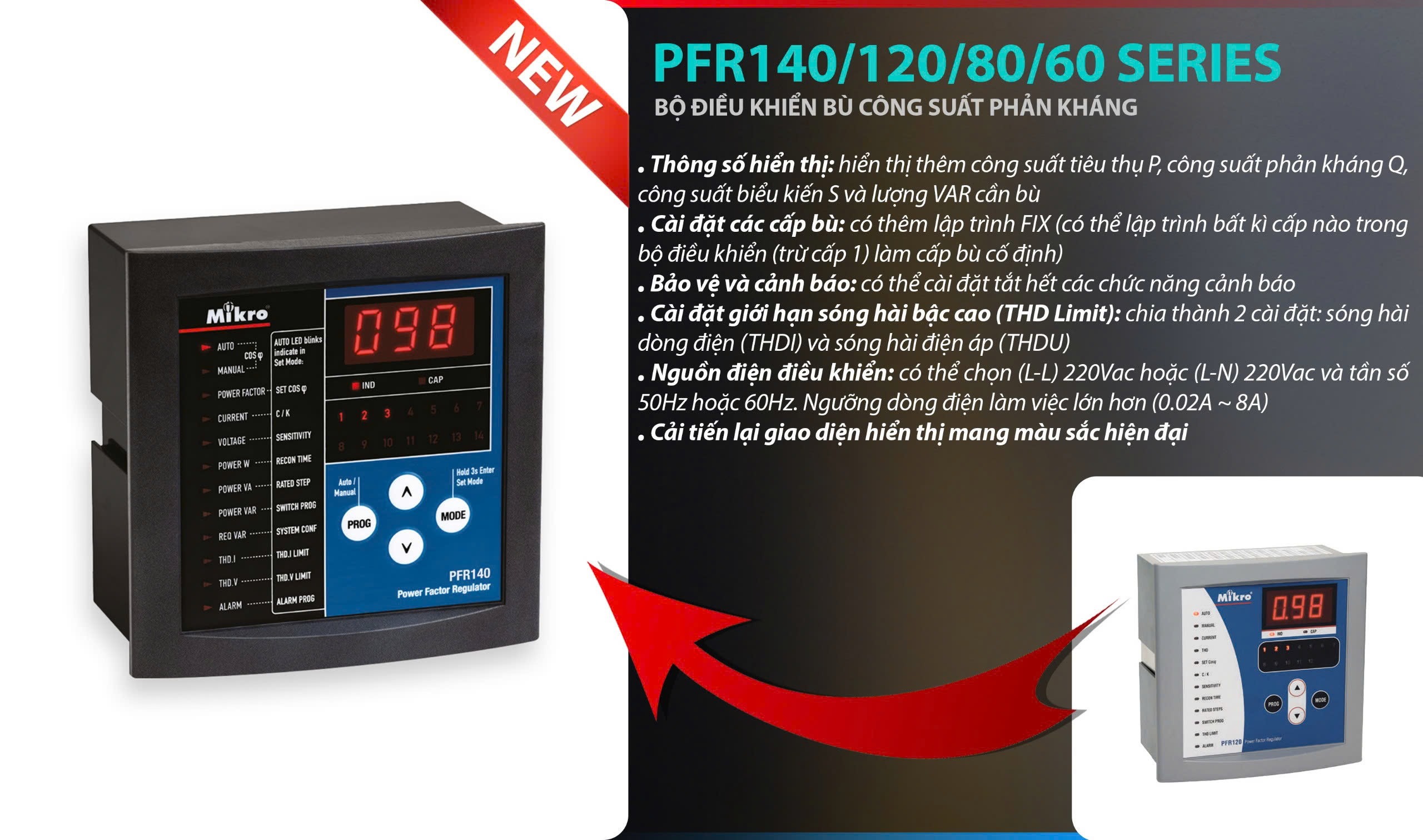 Bộ Điều Khiển Tụ Bù PFR NEW của MIKRO - Đột Phá Mới - Công Nghệ Mới