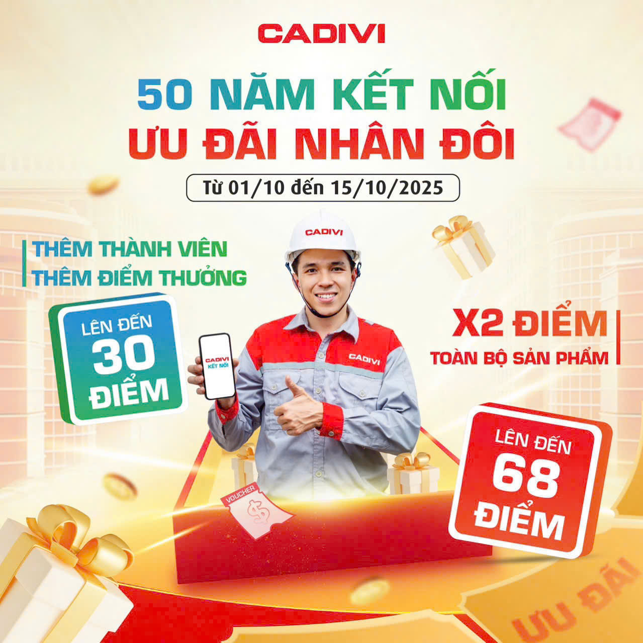 🎉 CADIVI 50 NĂM KẾT NỐI – ƯU ĐÃI NHÂN ĐÔI 🎉
