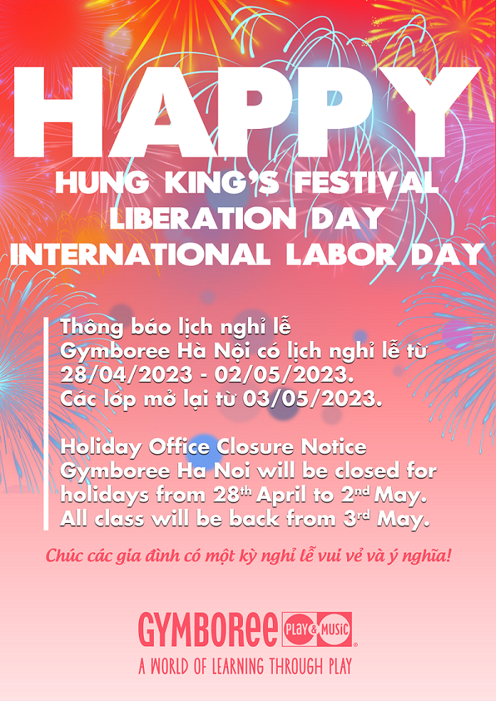 THÔNG BÁO NGHỈ LỄ GIỖ TỔ HÙNG VƯƠNG, 30/4 VÀ 1/5. THÔNG BÁO NGHỈ LỄ GIỖ TỔ HÙNG VƯƠNG, 30/4 VÀ 1/5.