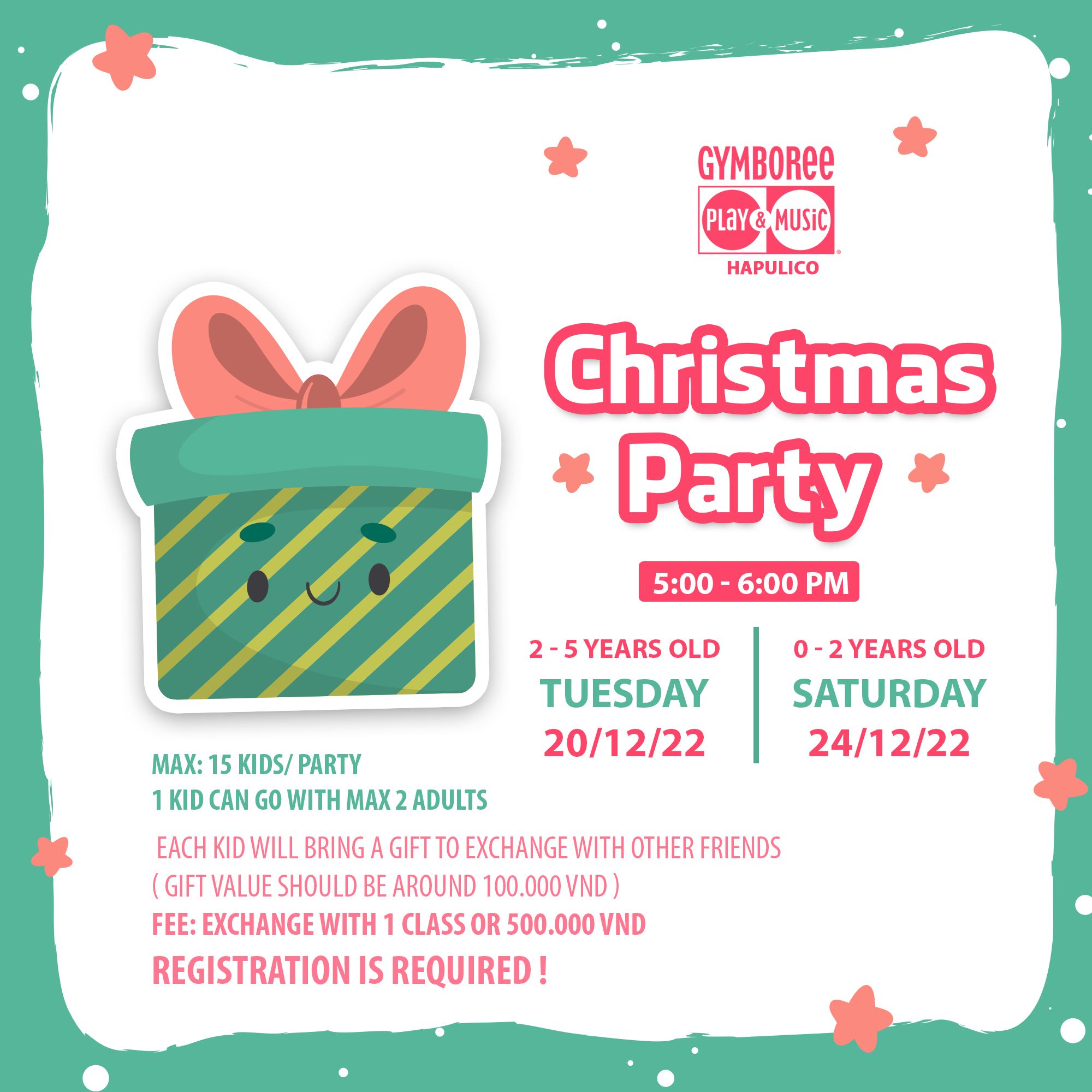 🥰[Gymboree Hapulico]Event đặc biệt chủ đề Giáng Sinh ⛄️ nhóm 2-5 tuổi (20/12/22)