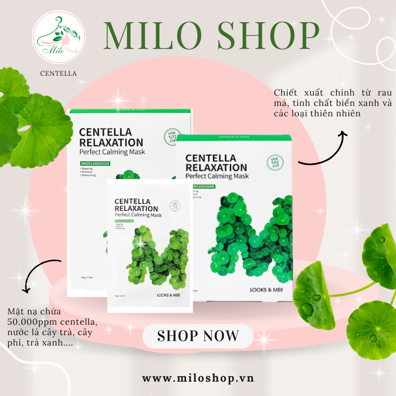Mặt nạ rau má LOOKS & MEII Centella Relaxation Perfect Calming Mask