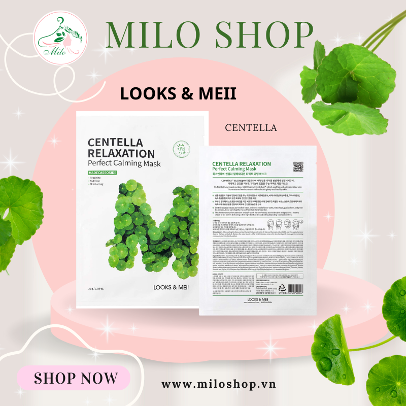 Mặt nạ rau má LOOKS & MEII Centella Relaxation Perfect Calming Mask